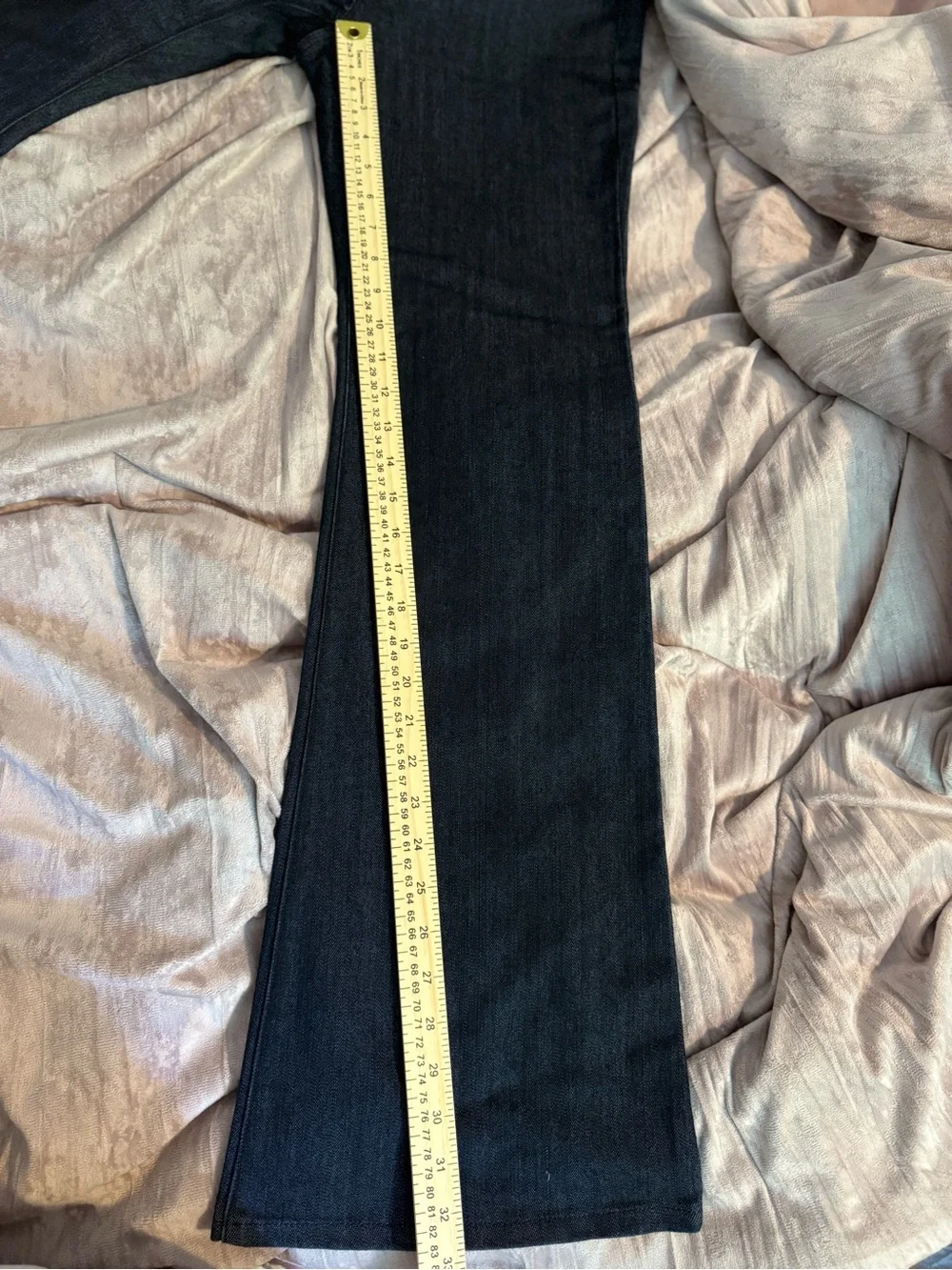 Michael Kors Dark Indigo Wide-Leg Jeans with Gold Hardware